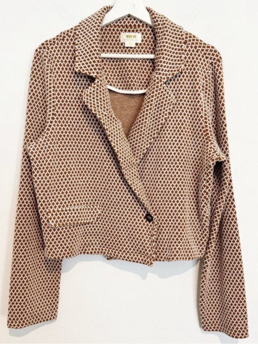 Maeve Cropped Knit Blazer Jacket Anthropologie Office Academia Preppy Boho Large
